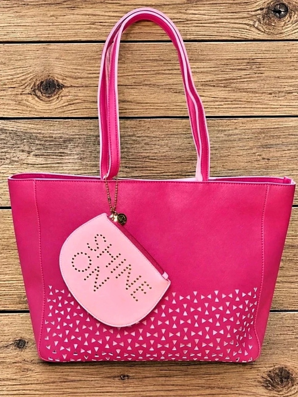 Bath Body Works Pink Geometric Tote Bag Like New